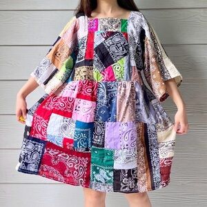 Handmade Rainbow Quilted Bandana Dress SKU 08302